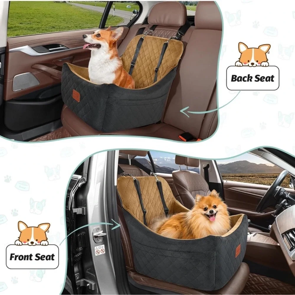 Dog/Pet Booster Car Seat for Up to 35lbs , 2 collar clips NEW